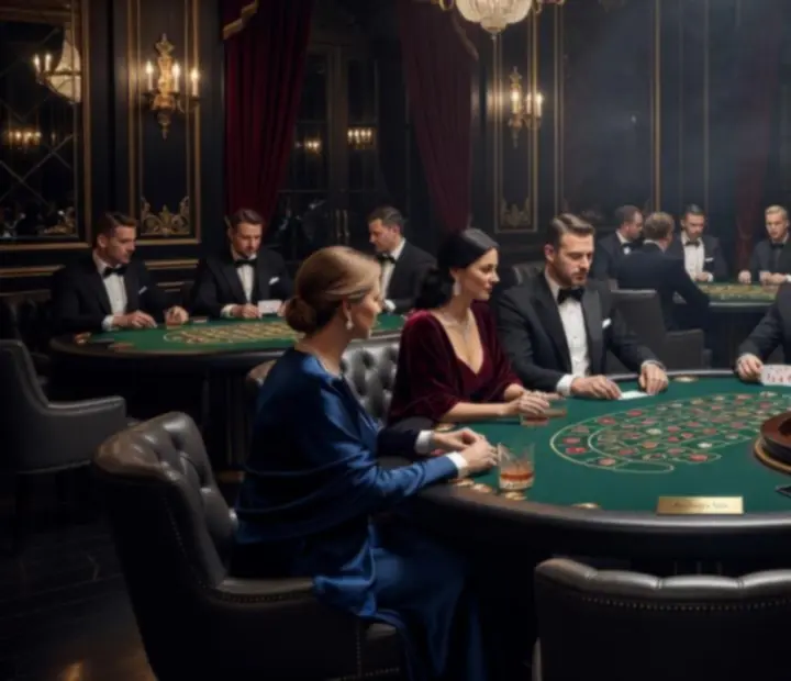 Eleganckie prywatne przyjęcie przy oświetlonym stole z kartami i żetonami